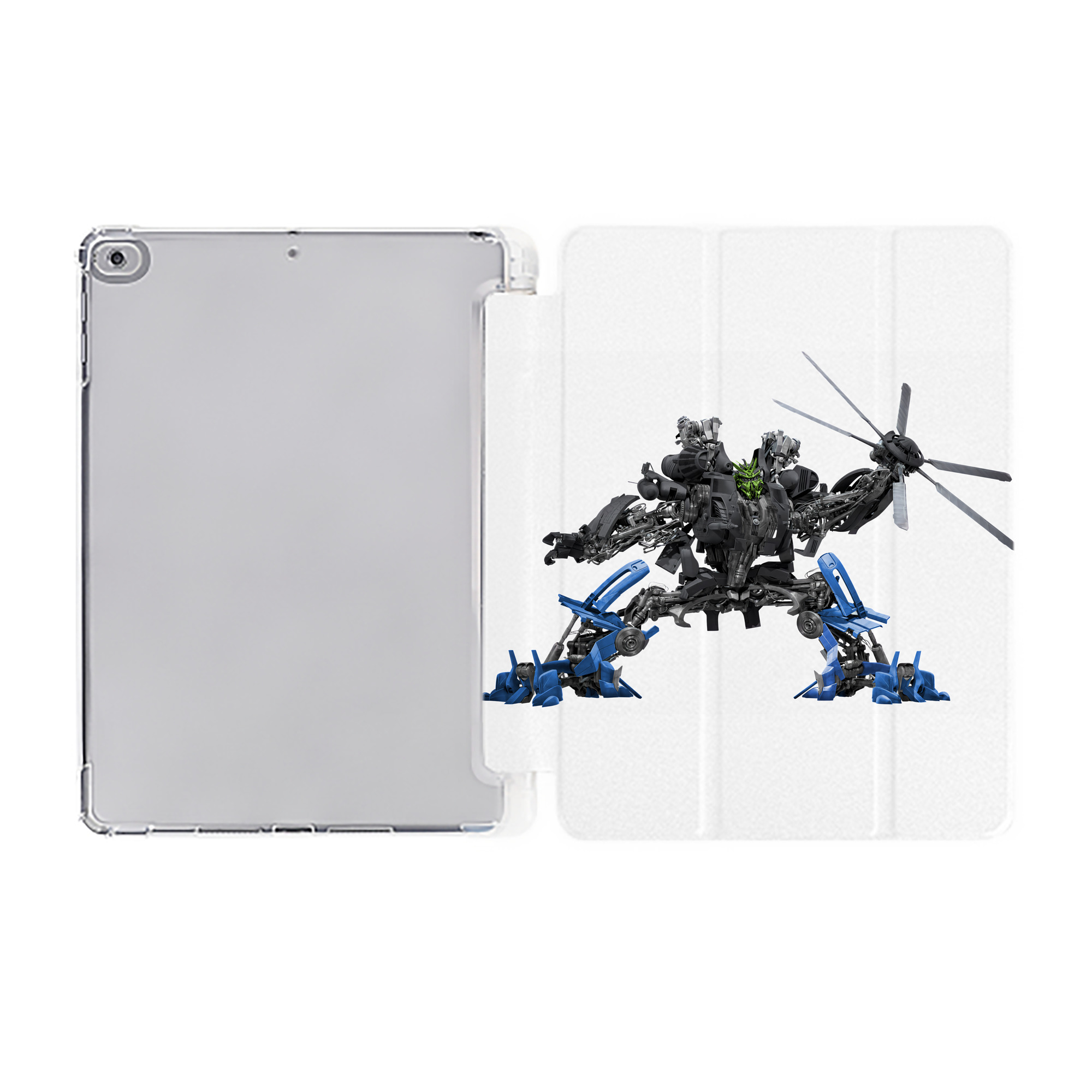 （画像用） Transformers トランスフォーマー IPad ケース ペン収納付き 三つ折りスタンド PUレザー×シリコン 対応機種9.5/10.5/10.9インチ